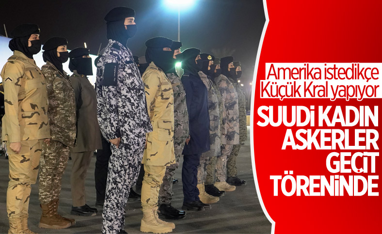 Suudi Arabistan'da kadın askerler geçit törenine katıldı