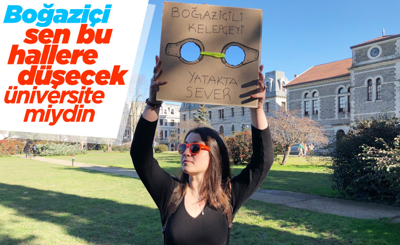 Boğaziçi Üniversitesi'nde kelepçe mesajlı protesto