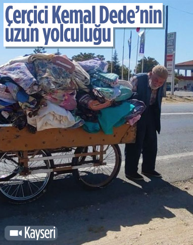 Kayseri'de 88 yaşındaki çerçici, her gün kilometrelerce yol gidiyor