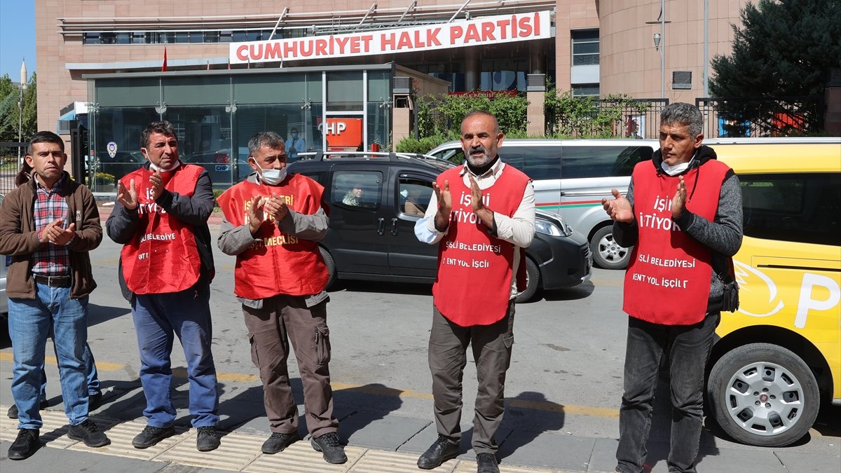 İşten çıkarılan işçiler CHP Genel Merkezi önünde basın açıklaması yaptı