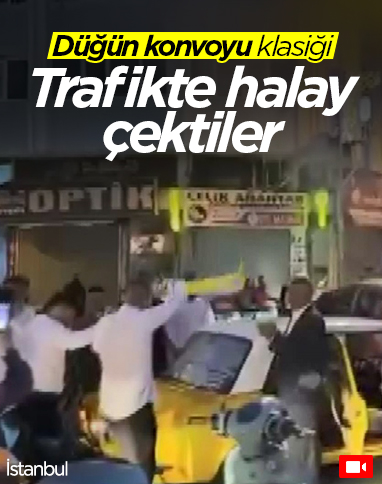 Eyüpsultan’da, düğün konvoyu yol kapatıp halay çekti