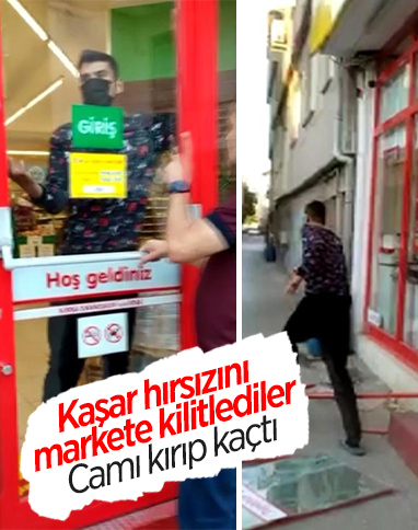 Bursa'da kaşar peyniri çalan hırsız markete kilitlendi
