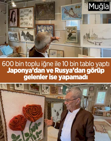 Muğla'da, pandemide 600 bin toplu iğneyle 10 tablo yaptı