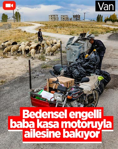Van'da bedensel engelli baba kasa motoruyla ailesini geçindiriyor