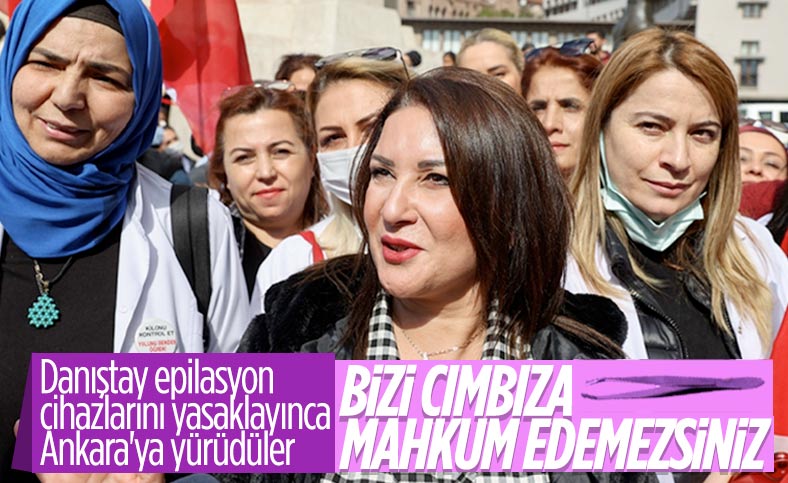 Ankara'da güzellik salonu sahipleri ve çalışanlar, Danıştayın kararını protesto etti