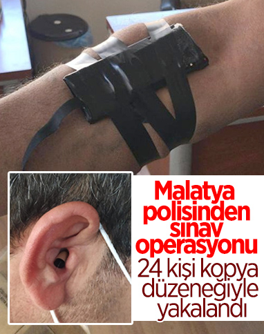 Malatya'da ehliyet sınavına kamera ve kulaklıkla girmeye çalıştılar