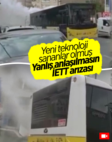 Üsküdar’da İETT otobüsü dumanlar içerisinde ilerledi