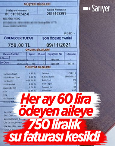 Sarıyer'de 50 metrekarelik evlerine 750 lira su faturası gelen anne ile kızı şaşkın