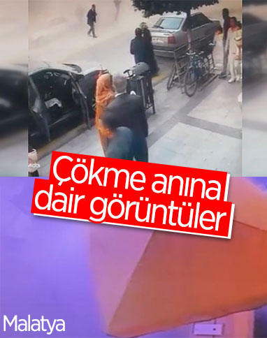 Malatya'da 2 katlı binanın çökme anı