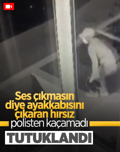 Beylikdüzü'ndeki şahıs, sessizlik için ayakkabılarını çıkarıp hırsızlık yaptı