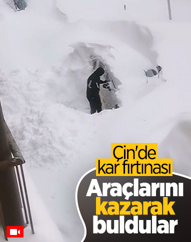 Çin’de kar fırtınası: Arabalarını kazarak buldular
