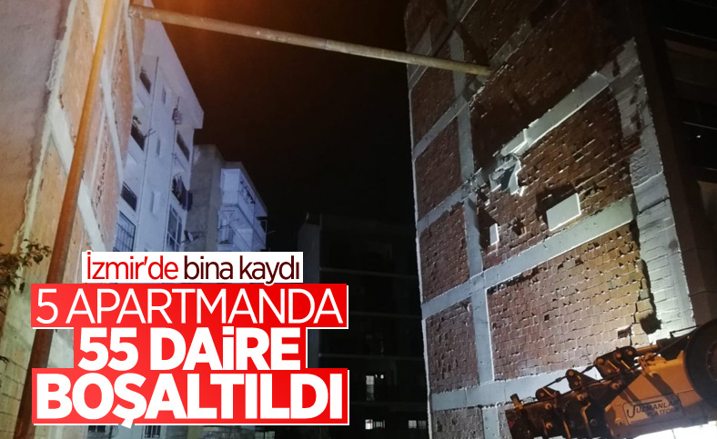 İzmir'de bir binada kayma oluştu