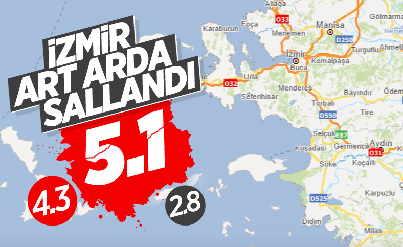 Ege Denizi'nde 5.1 büyüklüğünde deprem