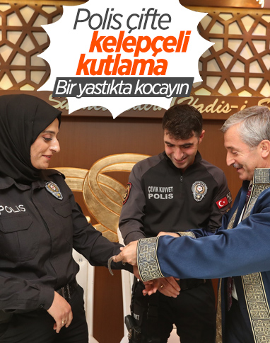 Gaziantep'teki polis çifte nikah sonrasında kelepçe takıldı