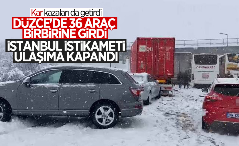 Düzce'de zincirleme kaza, 36 araç çarpıştı