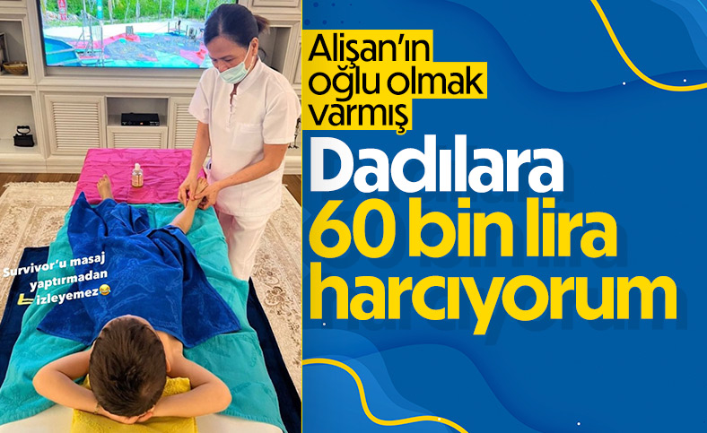 Alişan'ın oğlu masaj yaptırıyor