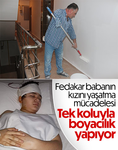 Kastamonu'da engelli baba, kızının yaşaması için tek kolu ile boyacılık yapıyor