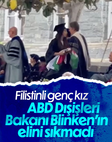 Filistinli öğrenci ABD Dışişleri Bakanı Blinken'ı şaşırtan hareket