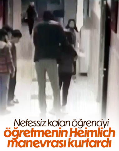 Kayseri'de öğretmenin Heimlich manevrası, öğrencisini kurtardı