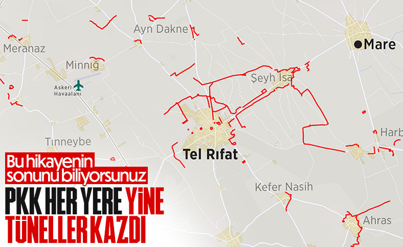 PKK'lı teröristlerin Tel Rıfat'ta kazdığı tüneller kamerada