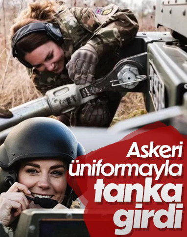 Kate Middleton'dan askeri üniformalı tank pozu