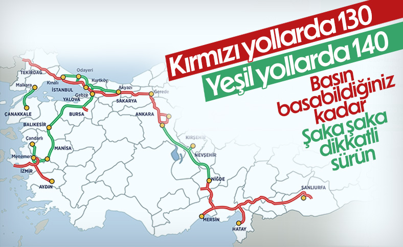 Otoyollarda otomobiller için yeni hız sınırı uygulaması yarın başlıyor