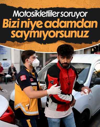 Tekirdağ'da kaza yapan motosiklet sürücüsü isyan etti