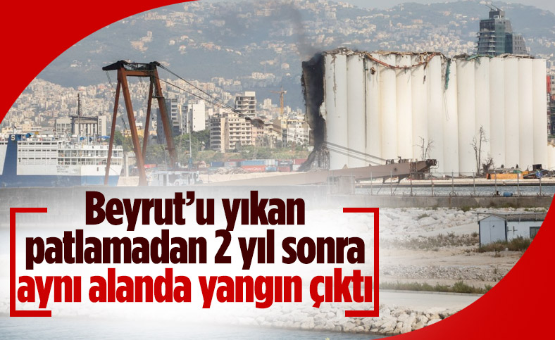 Lübnan'da 2 yıl önceki liman patlamasının enkazından alevler yükseldi