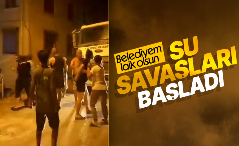 İzmir'de su sorunu yaşanan bölgede tankerin önünde birbirlerine girdiler