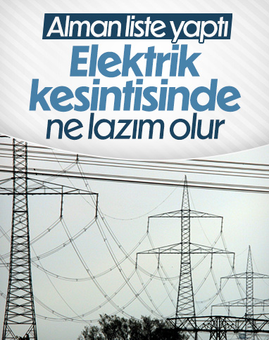 Almanya'da elektrik kesintisinde ihtiyaç duyulacaklar listesi yapıldı