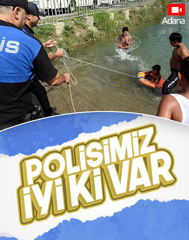 Adana'da kanala giren çocuklar, polis ekiplerince havuza götürüldü