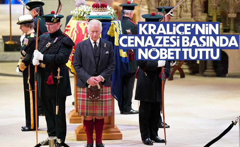Kral 3. Charles, Kraliçe 2. Elizabeth'in cenazesi başında nöbet tuttu