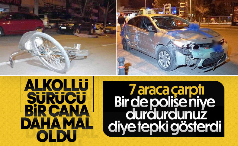 Konya'da bisikletlinin ölümüne neden olan alkollü sürücü, 7 araca çarptı