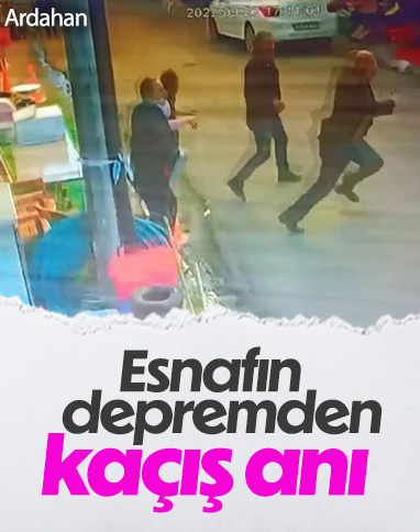 Ardahan'da esnafın deprem sırasında kaçma anı