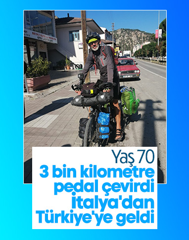 70 yaşında 3 bin kilometre pedal çevirdi, İtalya’dan Türkiye’ye geldi