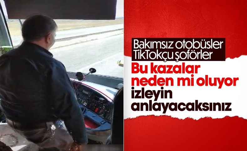 Ağrı'da otobüs şoförünün seyir halindeyken ayakta dans ettiği anlar kamerada