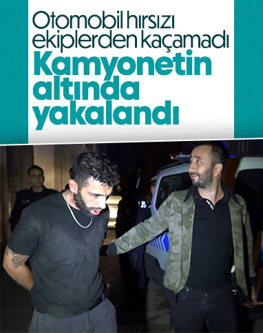 Bursa'da ehliyetsiz hırsız kamyonetin altında saklanırken yakalandı