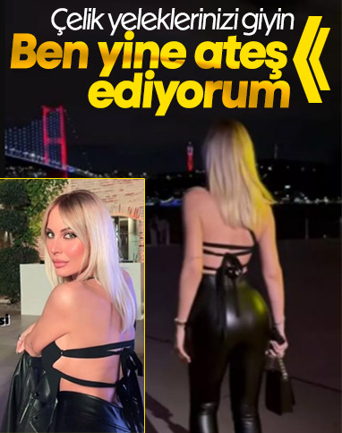 Hande Sarıoğlu deri pantolonuyla poz verdi