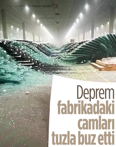 Düzce'de depremin ardından cam fabrikası görüntülendi