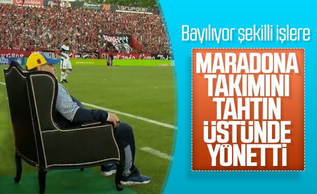 Maradona takımını tahtın üstünde yönetti