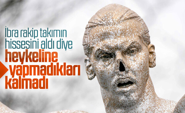 Zlatan Ibrahimovic'in heykelinin burnunu kırdılar