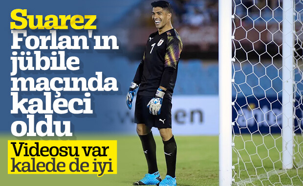 Suarez, Forlan'ın jübilesinde kaleci oldu