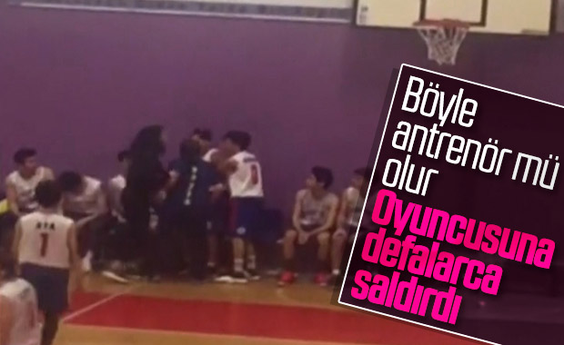 Gençler basketbol maçında antrenör, oyuncusuna saldırdı