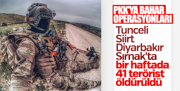 TSK: Son 1 haftada 41 terörist öldürüldü