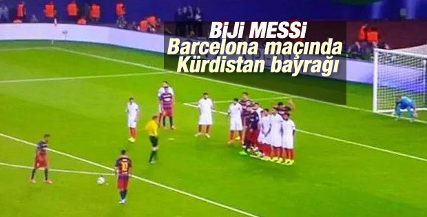 Barcelona-Sevilla maçında Kürdistan bayrağı