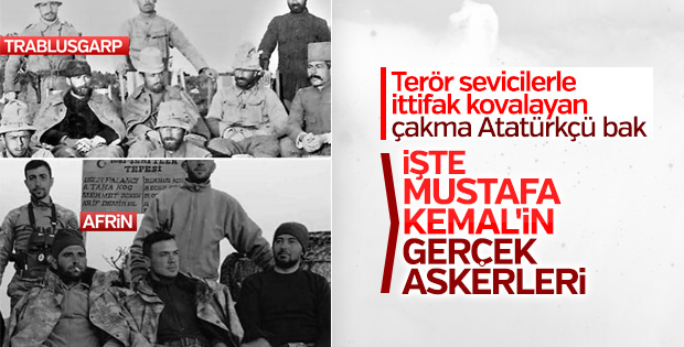 Afrin’deki askerlerden Mustafa Kemal Atatürk pozu