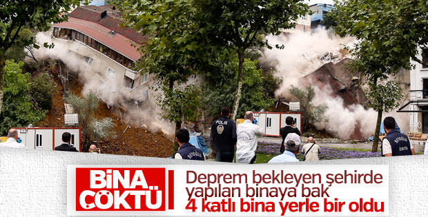 Beyoğlu'nda toprak kayması sonucu bina çöktü