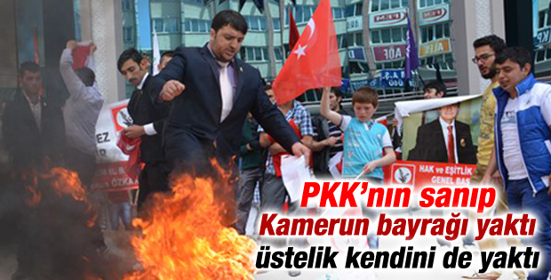 HEPAR'lı başkan PKK'nin sanıp Kamerun bayrağı yaktı