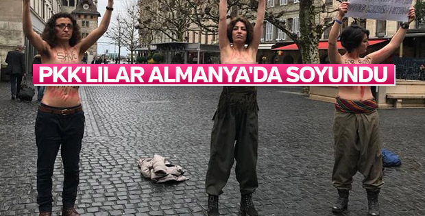 Almanya'da PKK'lılardan çıplak eylem