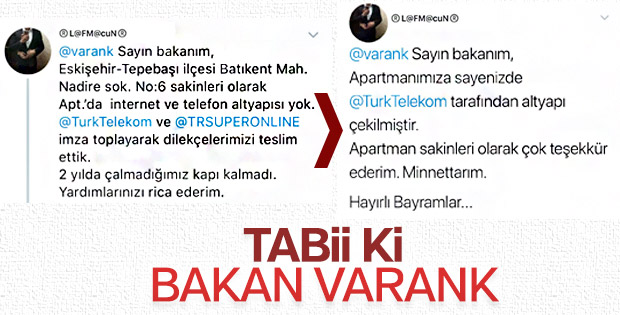 Sanayi ve Teknoloji Bakanı Varank'tan soruna anında çözüm